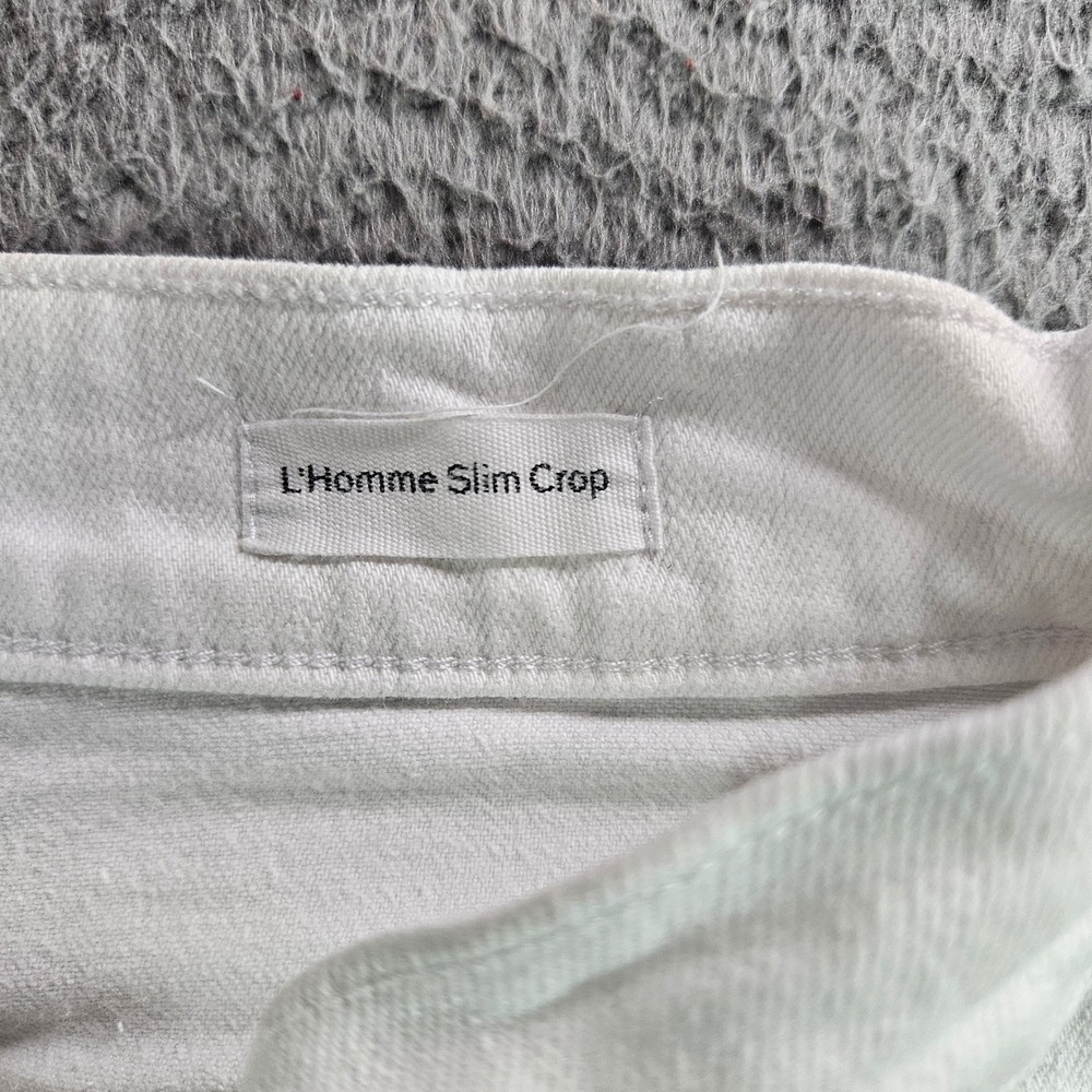 Frame L'Homme Slim Crop Jeans Blanc White Denim Size 30 - Picture 4 of 13